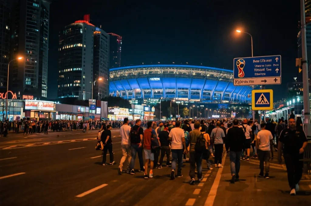 世界杯比赛时间与城市夜景交通示意图